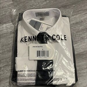 Kenneth Cole White Dress Shirt with Black Accent